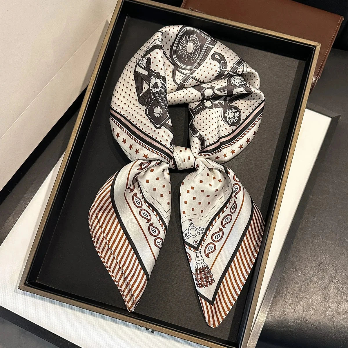 2025 New Paisley Print Silk Scarf for Women Square Hijab Soft Neck Tie Female Fashion Decoration Silk Headscarf 70*70cm Kerchief
