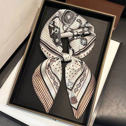 2025 New Paisley Print Silk Scarf for Women Square Hijab Soft Neck Tie Female Fashion Decoration Silk Headscarf 70*70cm Kerchief