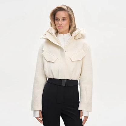 Faux Fur Patchwork Ski Jumpsuit Women Detachable Hoodie Long Sleeves Belts Zipper Warm Skiwear Female 2025 Winter Warm Rompers