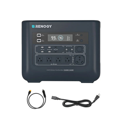 Renogy PowerStation 2000 Portable Power Station, 2048Wh LiFePO4 Solar Generator, 2400W/3600W Surge, TT-30 RV Outlet, ≤20ms UPS Backup, 25dB Quiet, 1-Hr Fast Charge for Home & Off-Grid