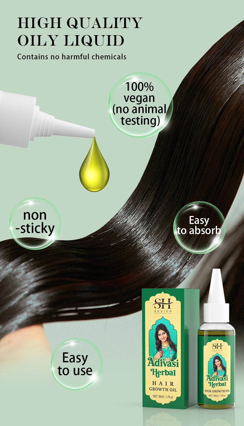 2pcs Set Herbal Hair Oil & Sandalwood Comb India Hair Oil Ayurvedic Hair Growth Oil Rosemary Hair Growth Oil Hair Regrowth Serum