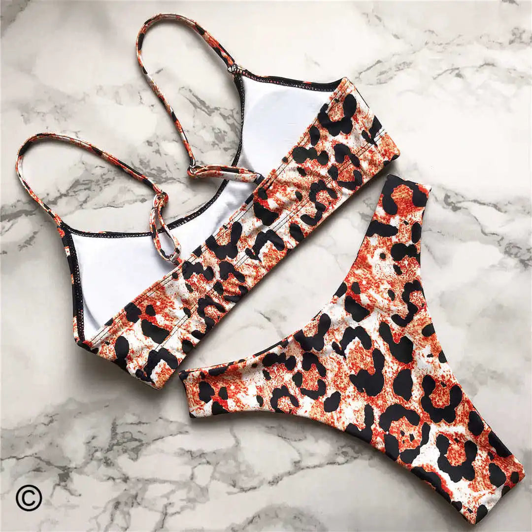 14 Color S - XL Sexy Leopard Bikini Women Swimwear Female Swimsuit Two-Pieces Bikini Set Brazilian Bather Bathing Suit Swim V871