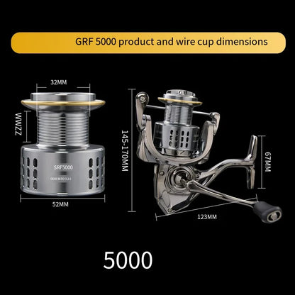 2026 New Spinning Fishing Reel All Metal 5.2:1 Speed ratio Max Drag 15KG Left/Right Interchangeable Suitable Any Body of Water