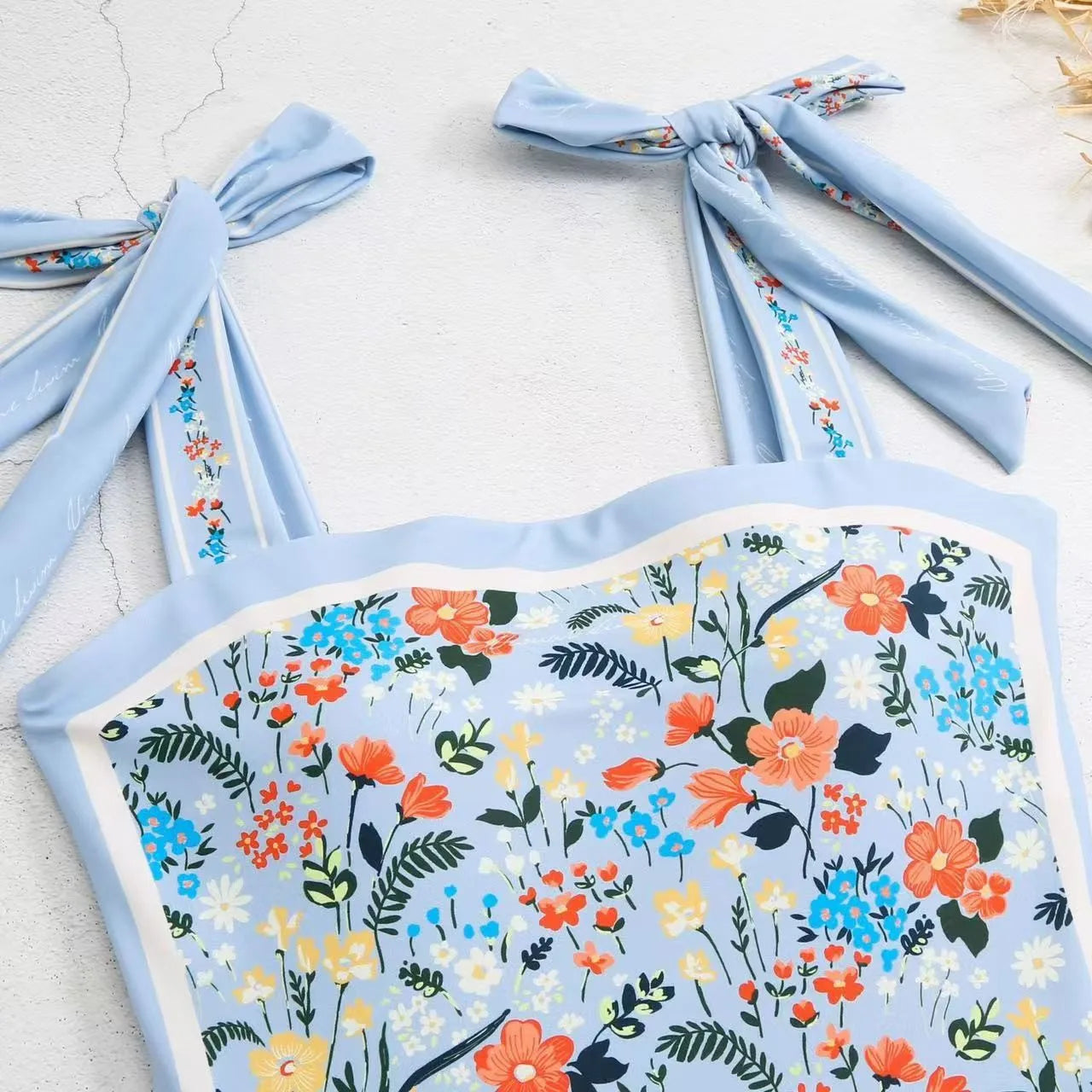 Women's Retro Double Sided Print Sweetheart Neck Tie Back Sleeveless One Piece Swimsuit Tankini Tankinis Dames Tankini Woman