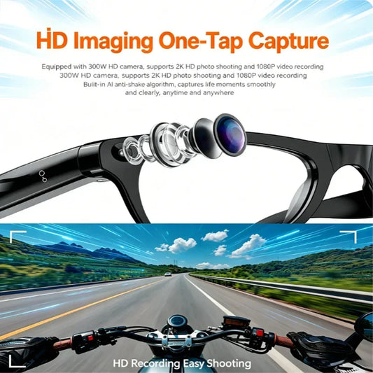 Smart Glasses 8K HD AI Photography Recording Intelligent Object Recognition 290mAh Battery Bluetooth Voice Assistant Unisex
