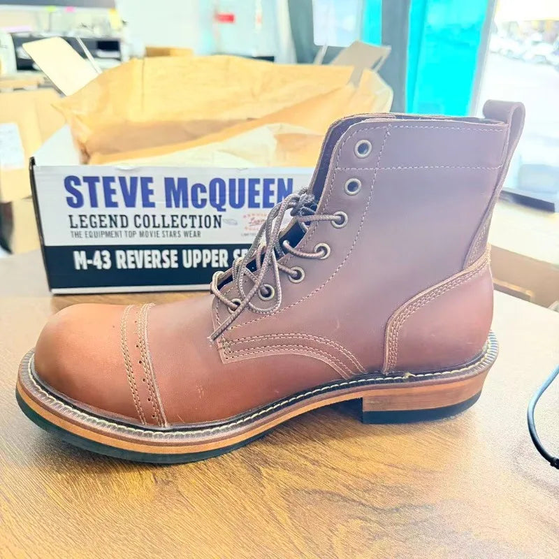 HOT Retro Moto Short Boots Couple Boots British Short Face Work Boot Cycling Shoes Comfort Anti-collision Protective Boot