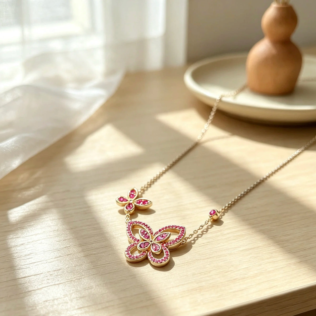 S925 Silver Butterfly Flower Pendant Women's Necklace AAAAA+ Sparkling Zircon High quality Luxury Wedding Party Exquisite Gift
