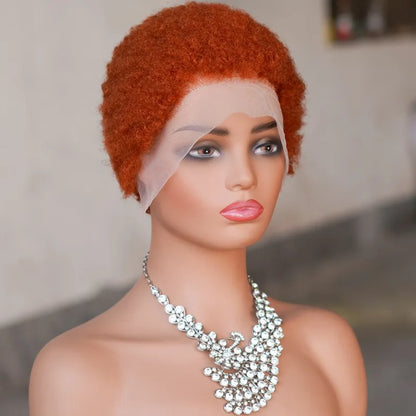 13x4 Lace Frontal Human Hair Pixie Wigs Brazilian Afro Kinky Virgin Remy Curly Afro Wig High Quality Comfortable Soft Natural