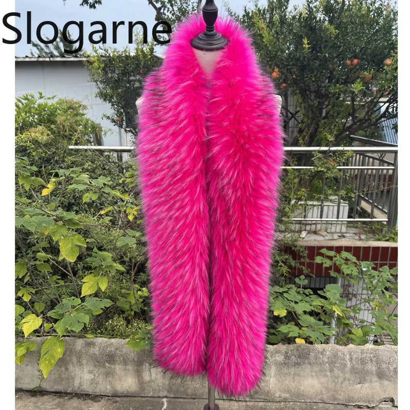 American 180cm Super Long Faux Fox Fur Scarf Winter Women Cosplay Warm Fashion Neck Decor Fluffy Shawl Wrap Luxury Furry Scarves