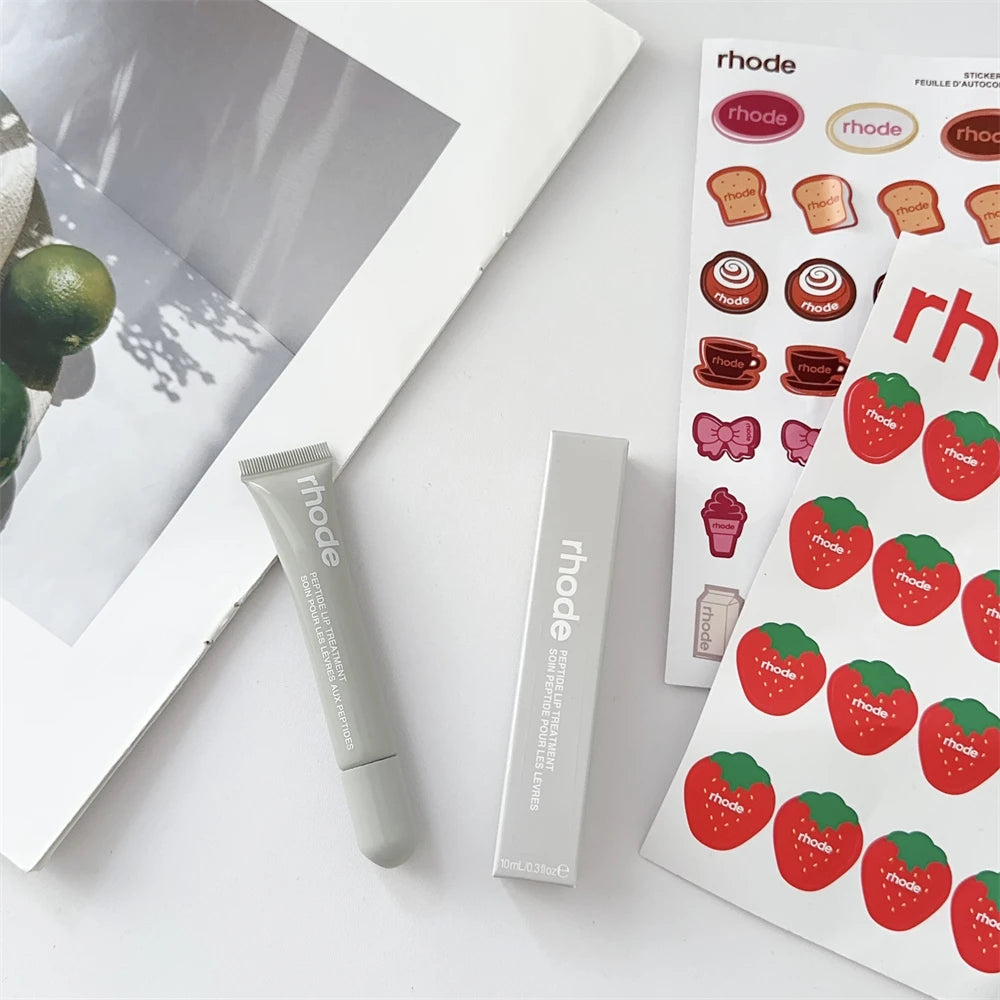 Rhode Summer Lip Moisturizer Lip Balm Smoothing Lipstick Lines Lasting Nourishing Women Makeup Daily Gloss Care with Stickers