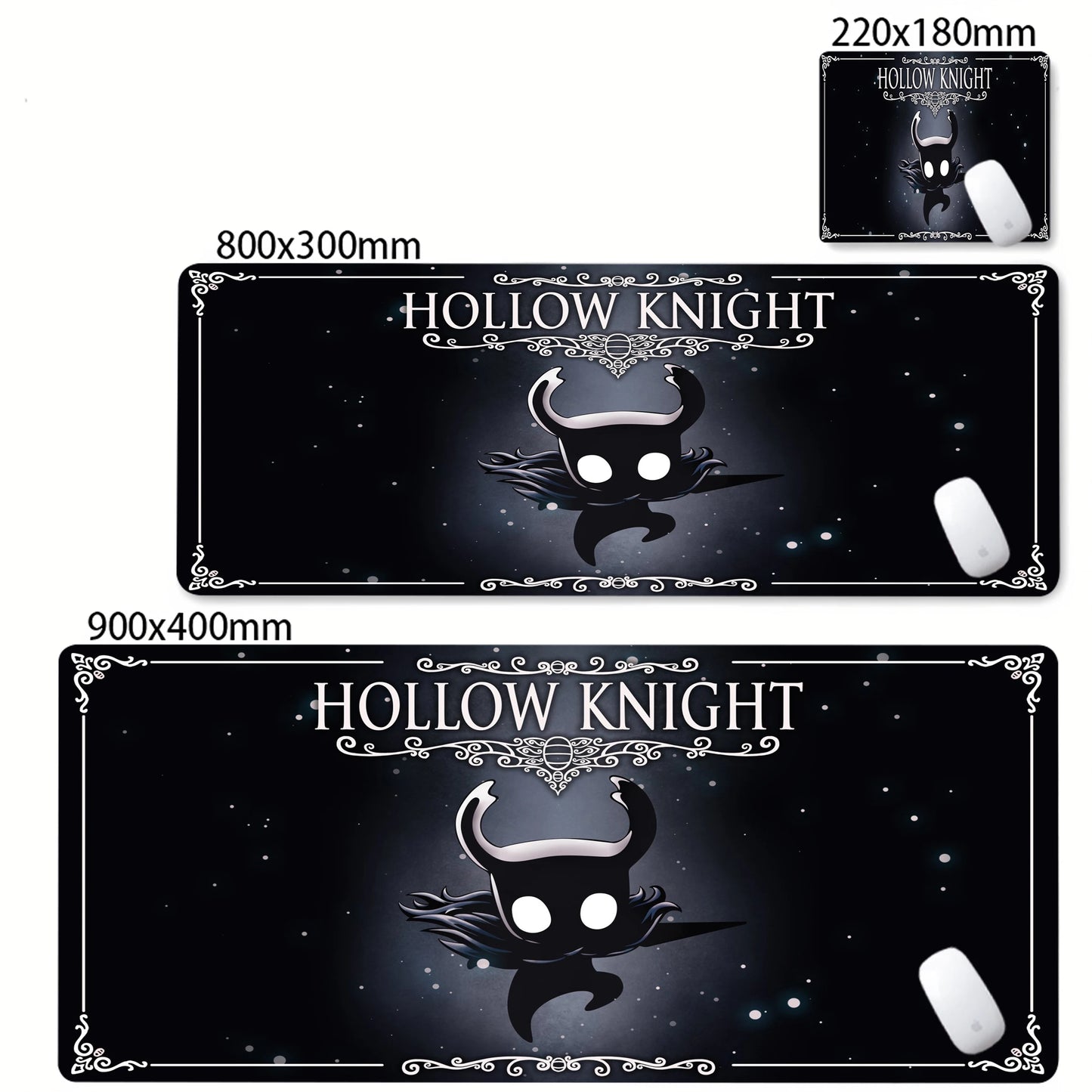 Gaming Mouse Pad Black And White Rubber Office Computer Mouse Mat Hollow Knight Anime Big Mousepad Gamers Desk Keyboard Mats