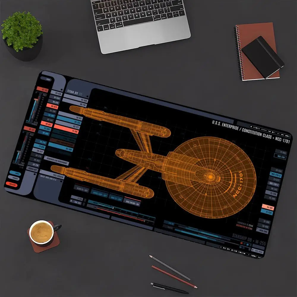 Spaceship Design XXL Gaming Mouse Pad, Non-slip Stitched Edge Desk Mat, Keyboard Mat, Computer Accessories for PC Gamers,100x50