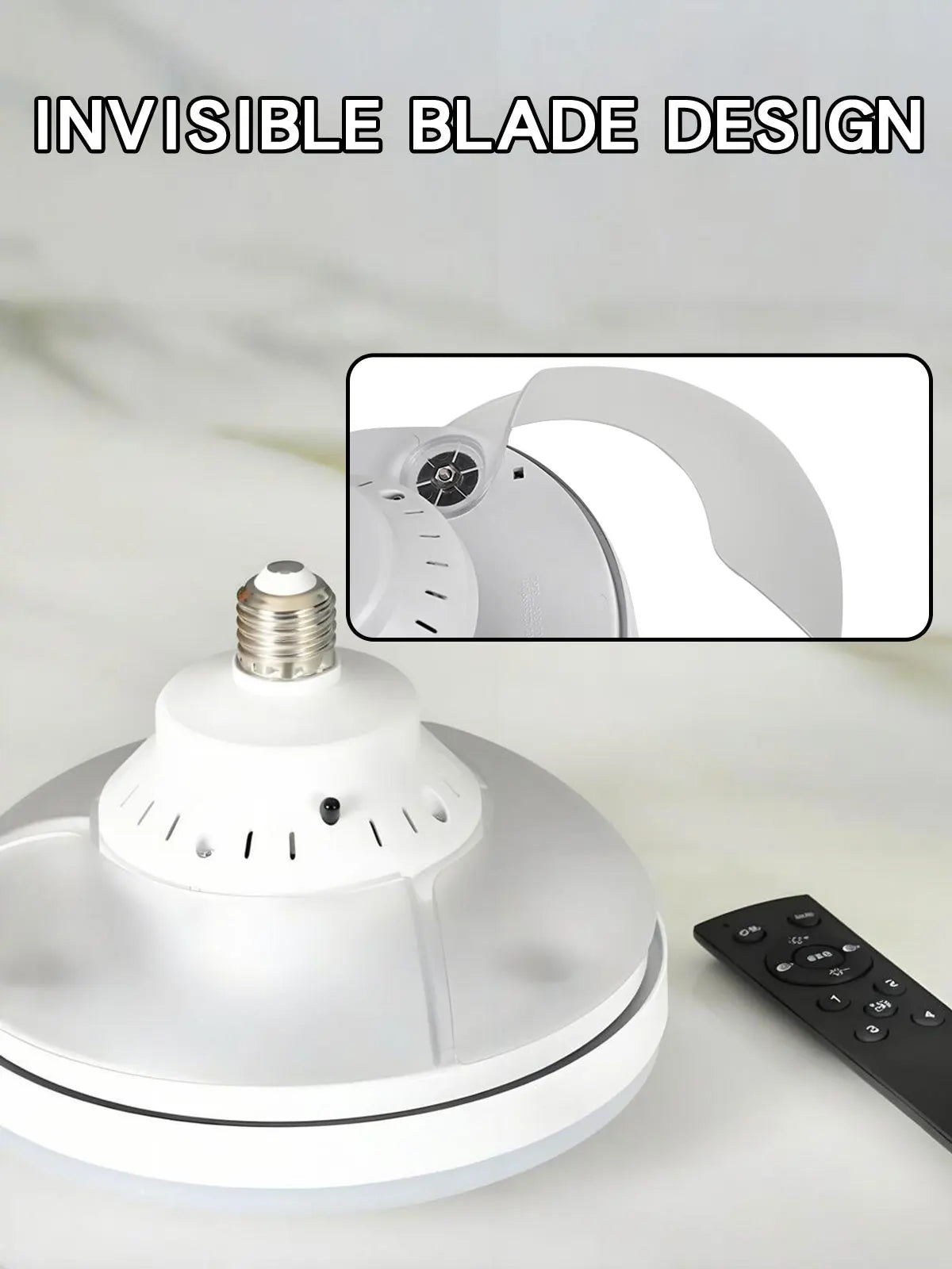 Three-Color Dimming LED E27 Ceiling Fan Lights with Remote Control Silent Dimmable Invisible Fan Light for Living Room Bedroom