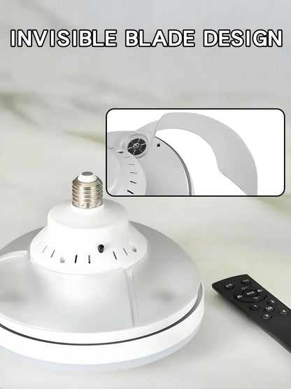 Three-Color Dimming LED E27 Ceiling Fan Lights with Remote Control Silent Dimmable Invisible Fan Light for Living Room Bedroom