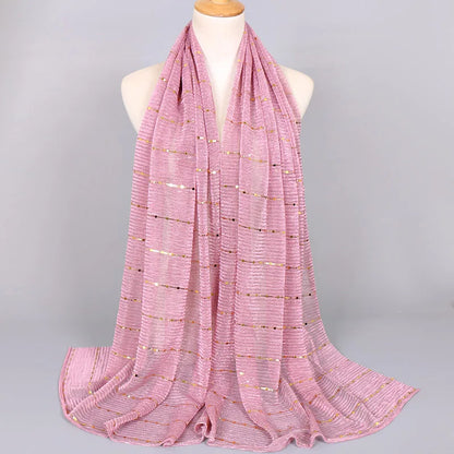 Thin Glitter Scarf Summer Elegant Lightweight Elastic Shawl For Women Fashion Sparkly Sequined Party Shawls 180*65cm