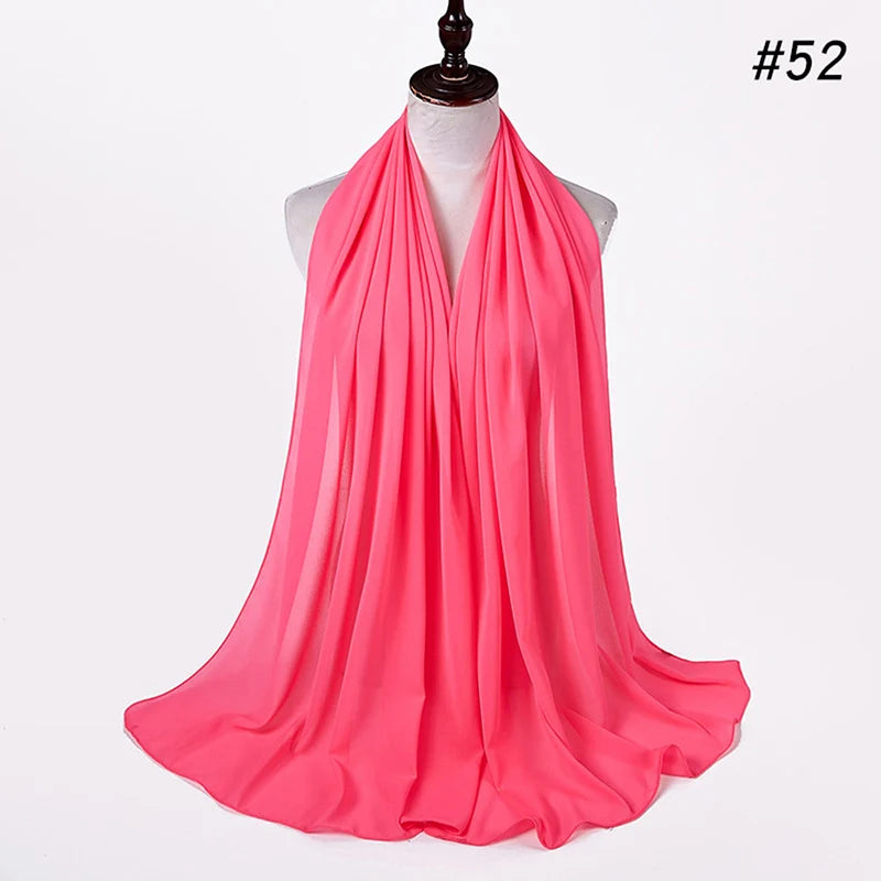 Muslim Chiffon Hijab Women Bubble Chiffon Scarf For Women Ladies Veil Muslim Islam Solid Color Malaysia Musulman Wrap Scarves