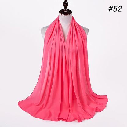 Muslim Chiffon Hijab Women Bubble Chiffon Scarf For Women Ladies Veil Muslim Islam Solid Color Malaysia Musulman Wrap Scarves