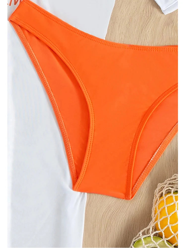 2026 New Tropical Print Three Pieces Bikini Set Thong Women Swimsuit with Cover Up Short Sleeve Biquini Swimwear Bathing Suit