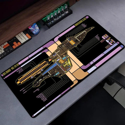 Starship Blueprint Pad Desk Pad Mouse Pad Gamer Computer Cabinet Star Trek Game Office Accessories Keyboard Anime Extended Large