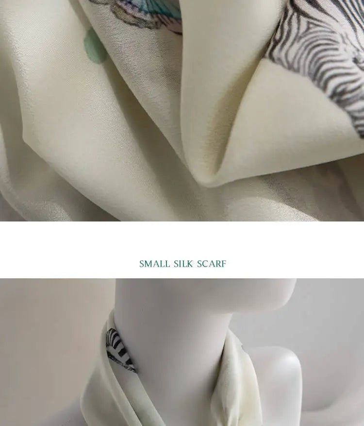 100% Mulberry Silk Square Scarf Women Animal Print Neck Scarf Soft Lightweight Neckerchief For Daily Office And Vacation Use