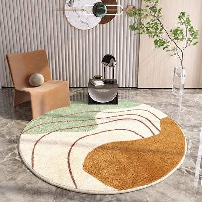 Light Luxury Lounge Round Rug Minimalist Cream Rugs for Bedroom Fluffy Soft Living Room Decoration Carpet Home Thicken Plush Mat