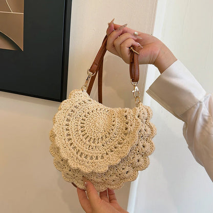 Vintage Woven Handbag New Vacation Round Summer Beach Bag Fashion Crossbody Bag Ladies Messenger Bags