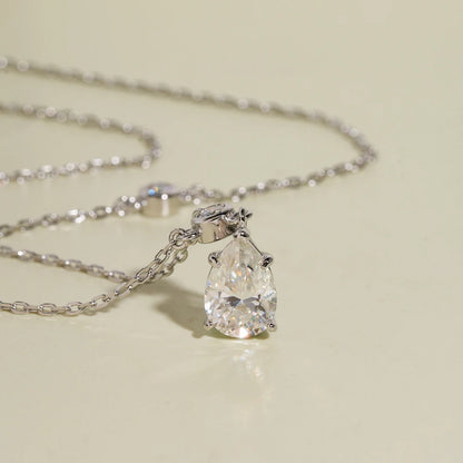 BXINY 4CT Pear Cut Moissanite Necklace Pure S925 Silver Waterdrop Diamond Pendant Bubble Chain For Women Engagement Fine Jewelry