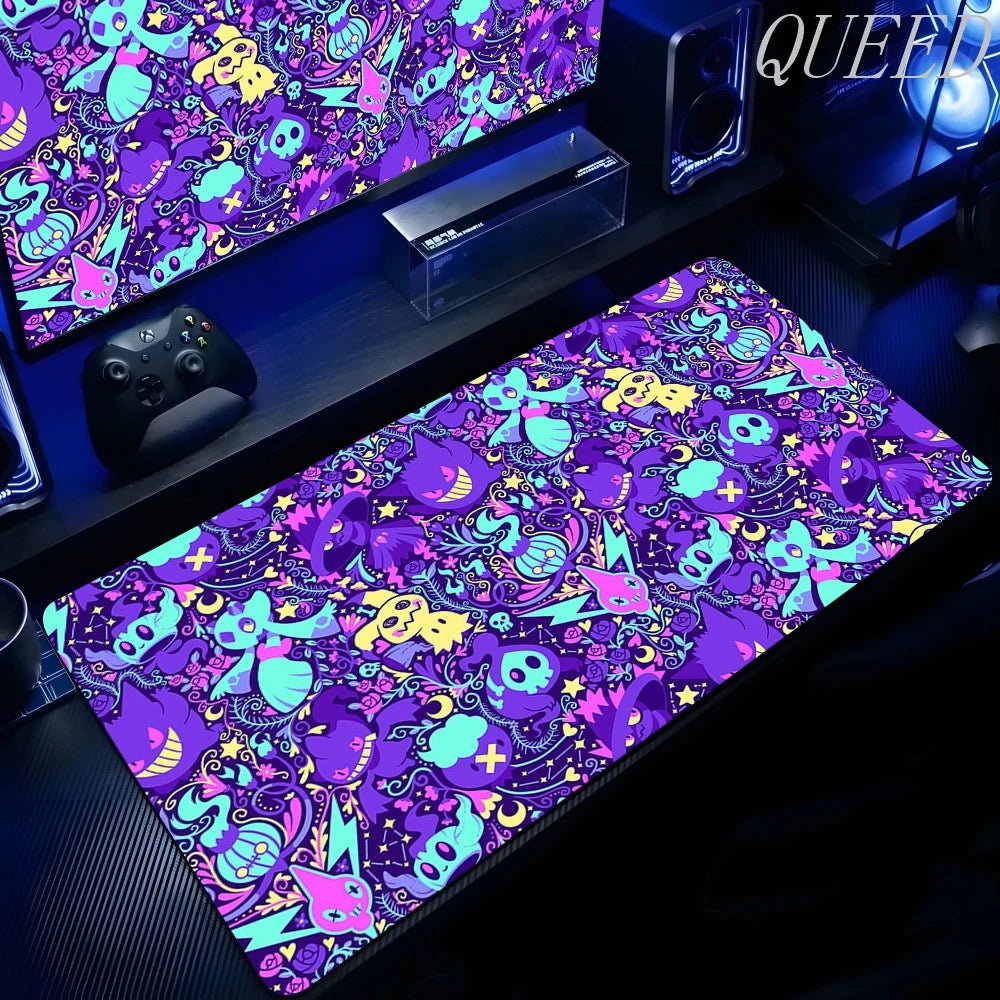 XXL Play Mat Laptop Black Gaming Accessories Mouse Pad Japan Anime Keyboard Rug PC P-pokemon Gengar Mousepad Gamer Keyboard Rug