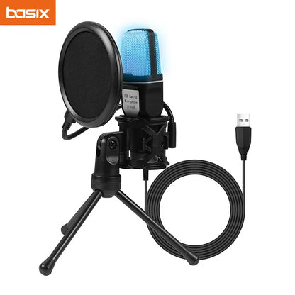 USB Microphone Gaming Microfone Condensador Noise Reduction Wire Mic for Podcast Recording Studio Streaming Laptop Desktop PC