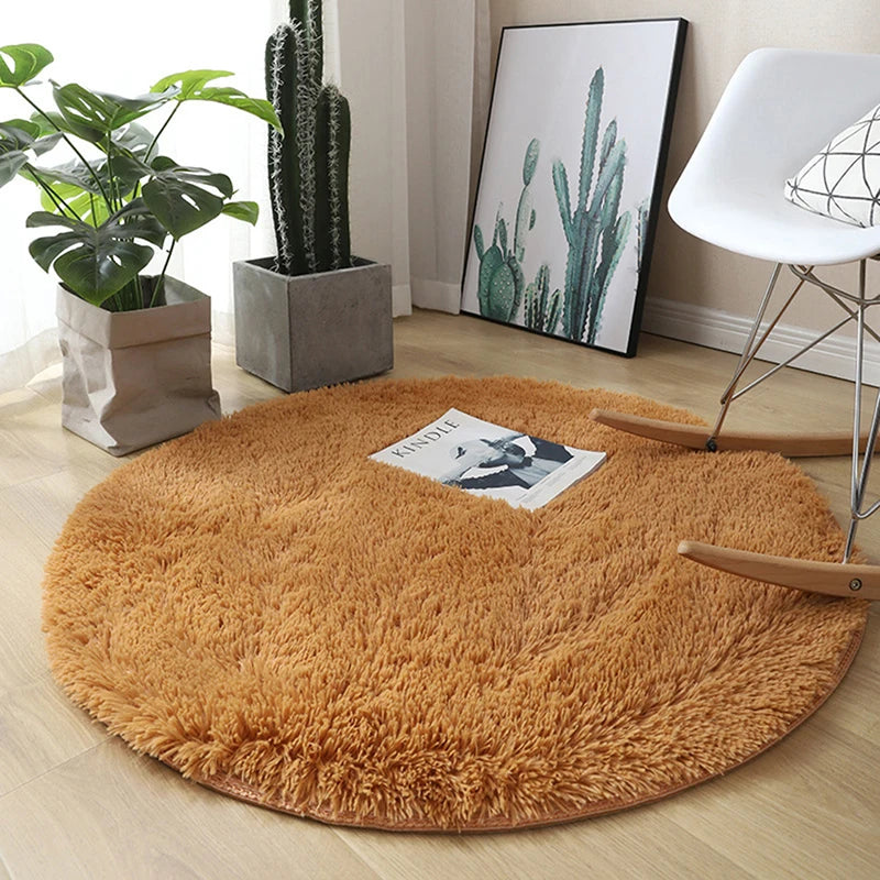 New Fluffy Wool Rug Living Room Carpets Faux Fur Round Mat Kids Room Long Plush Rugs Home Bedroom Decor Shaggy Carpet