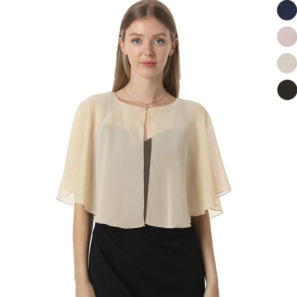 Fashion Sheer Chiffon Capelet Lightweight Design Elegant Style Soft Shawls Wedding Cape Bridesmaid Accessories