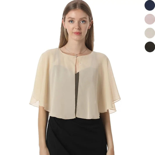Fashion Sheer Chiffon Capelet Lightweight Design Elegant Style Soft Shawls Wedding Cape Bridesmaid Accessories