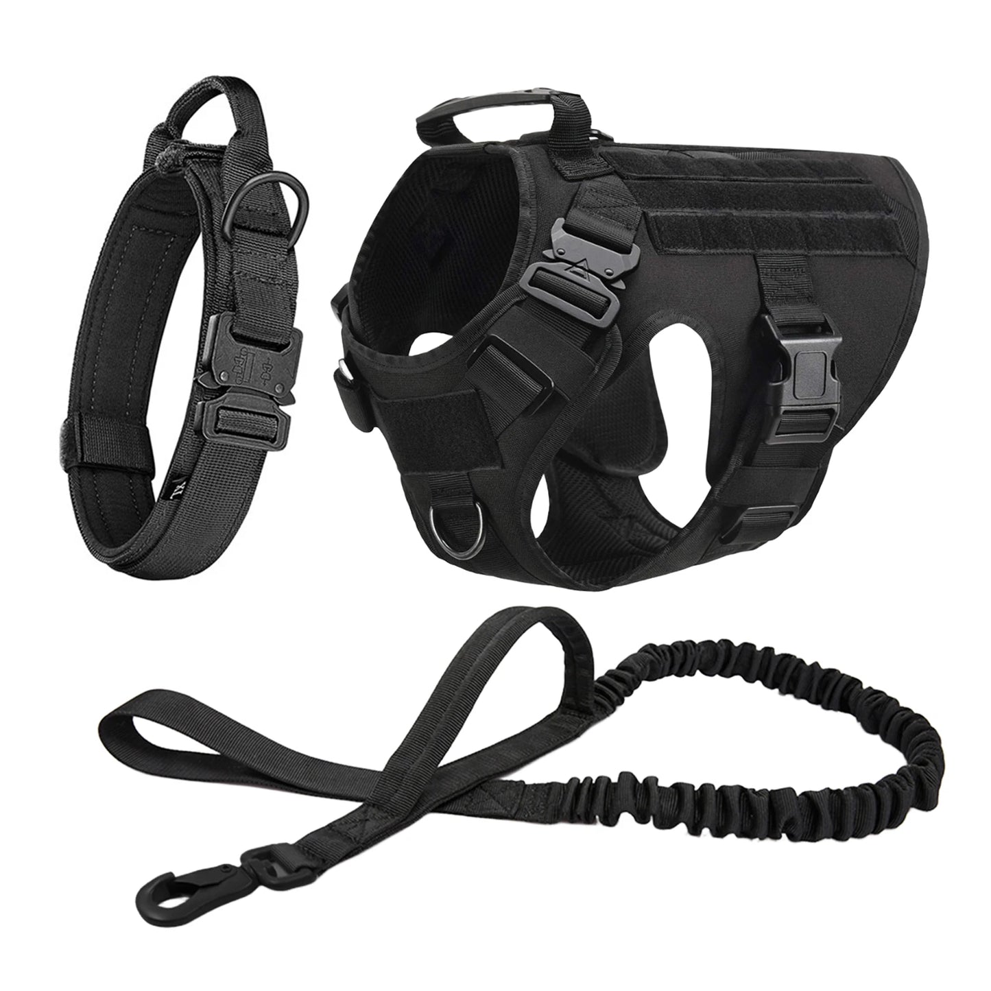 Dog Harness Collar Leash Molle Pouches For Medium Large Dogs Pet German Shepherd Training Walking Vest Tactical Dog Harnesses