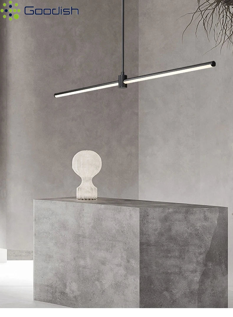 Modern Simplicity Long Linear LED Pendant Lights Strip Hanging Indoor Lamps for Office Table Kitchen  Home Decoration Chandelier