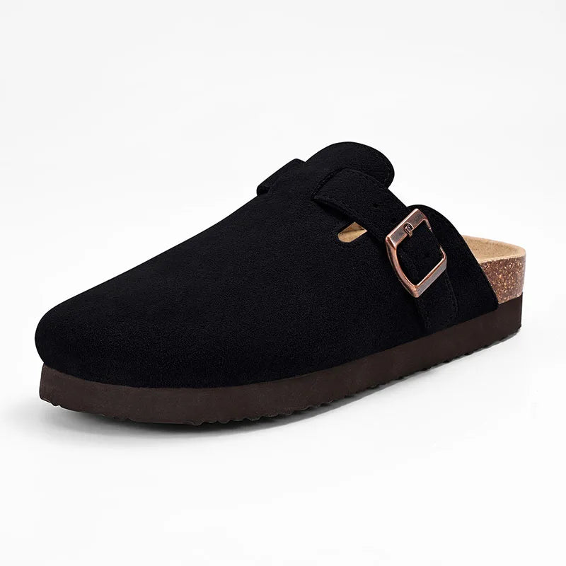 Evshine Men's Cow Suede Clogs with Arch Support Leather Mules Comfort Fashion Potato Shoe Women Cork Footbed Genuine Suede Clogs