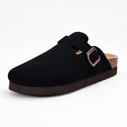Evshine Men's Cow Suede Clogs with Arch Support Leather Mules Comfort Fashion Potato Shoe Women Cork Footbed Genuine Suede Clogs