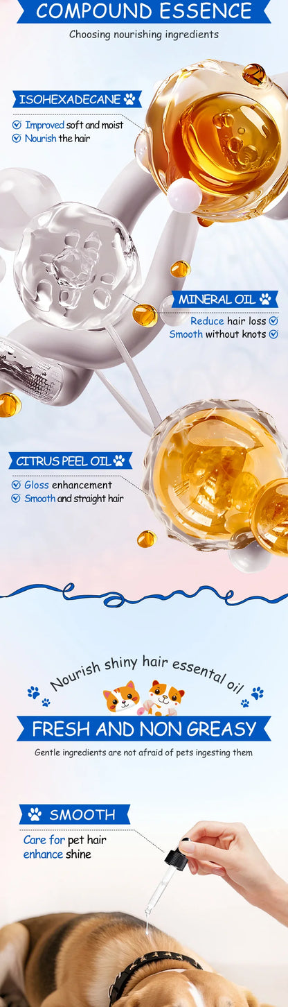 Pet dogs, cats, nourishing and brightening hair care essential oils, smooth and long-lasting fragrance, deodorizing