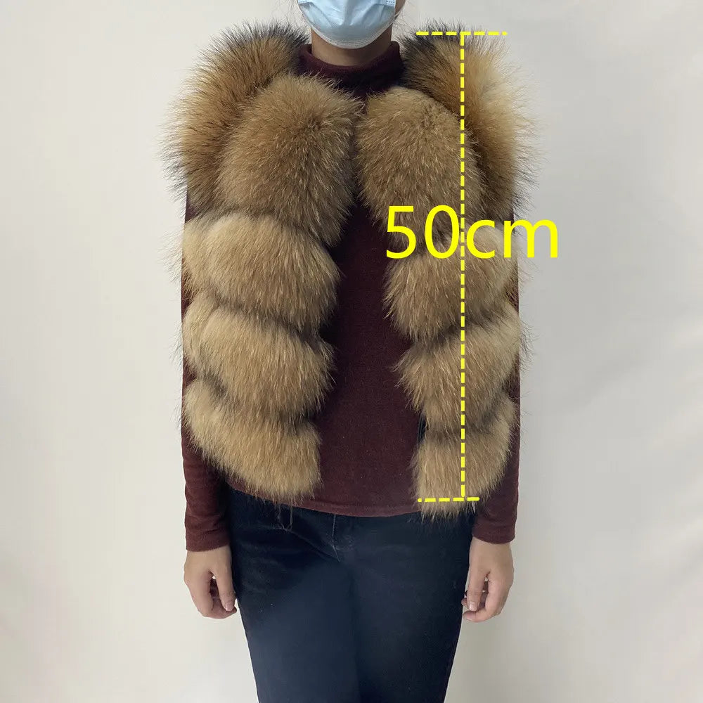 Real  Fur Raccoon Vest Natural Fur Coat For Jacket Female Coats Vest Waistcoat Long Fur Coats Real Fur Coat Fox Vest Jacket