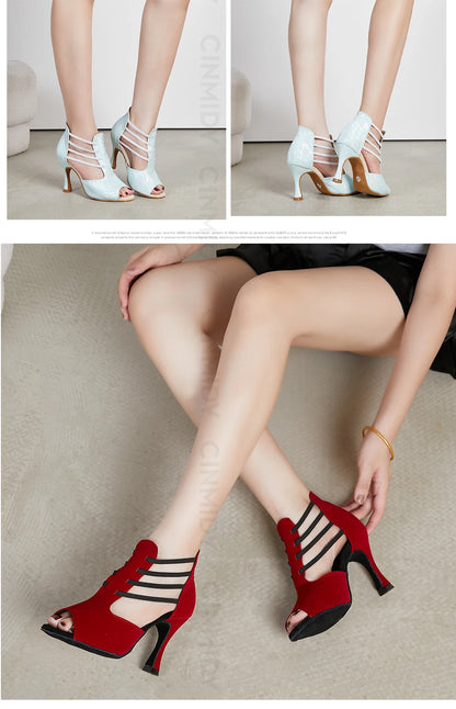 CIDIPAI Women Latin Dance Shoes Ladies Girls High Heels Tango Salsa Dance Shoes Soft Soled Indoor Party Sandals