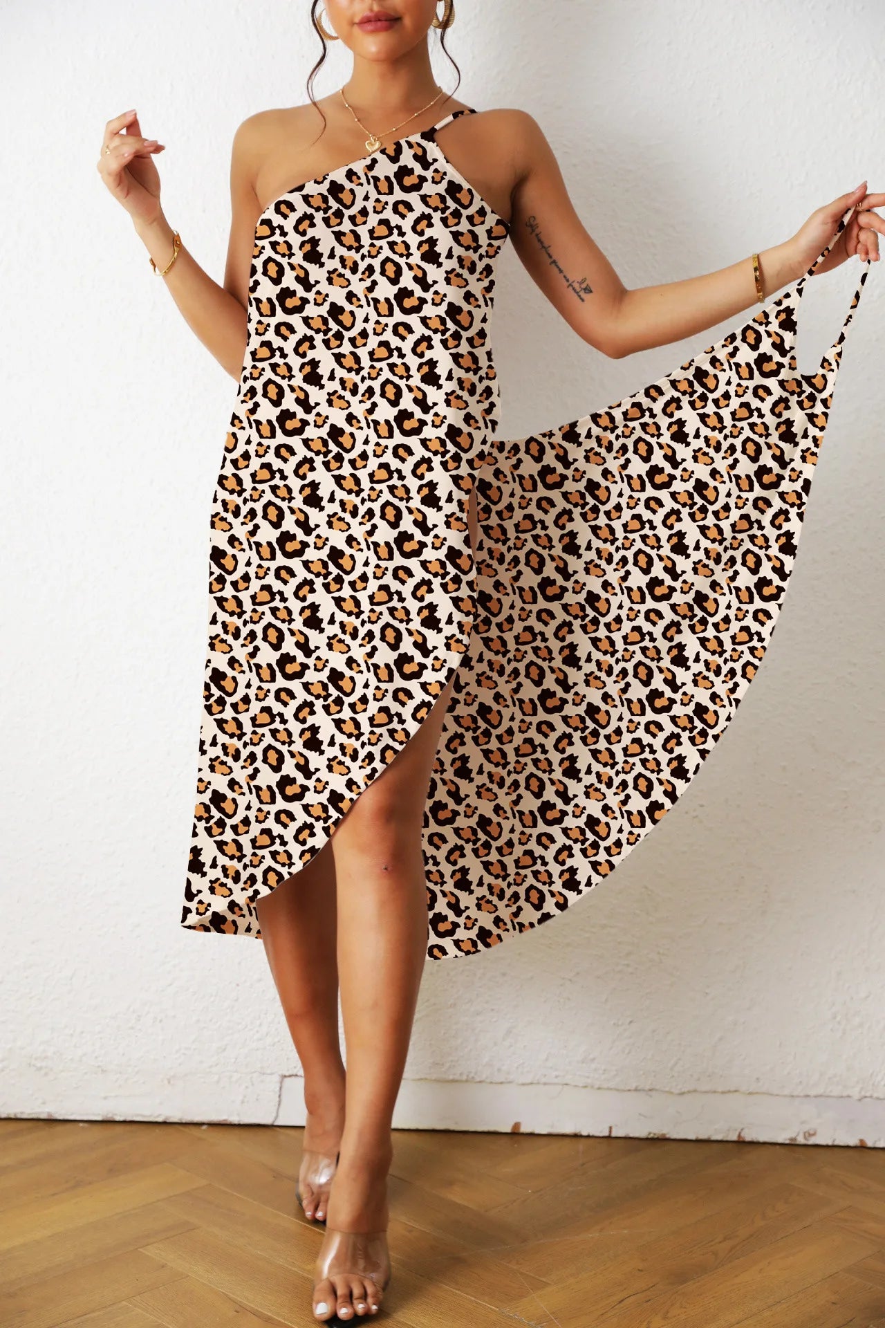 One Pieces Print Sexy Beach Dress Woman Summer Aesthetic Clothing Sleeveless Floral Beachwear Midi White Dresses for Women 2023