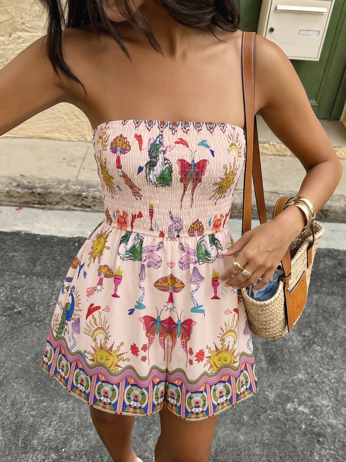 2026 Summer Sleeveless V-Neck Short Pants, Style Flower-embroidered One-shoulder Wrap Top and Bottom Set