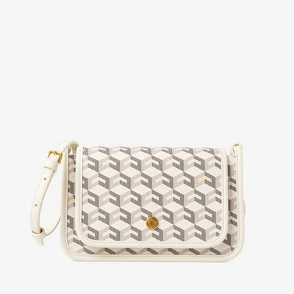 Luxury Monogram Messenger Bag Women Geometric Print 3D Cube Coated Canvas Crossbody Bag Classic Versatile Elegant Shoulder Bag