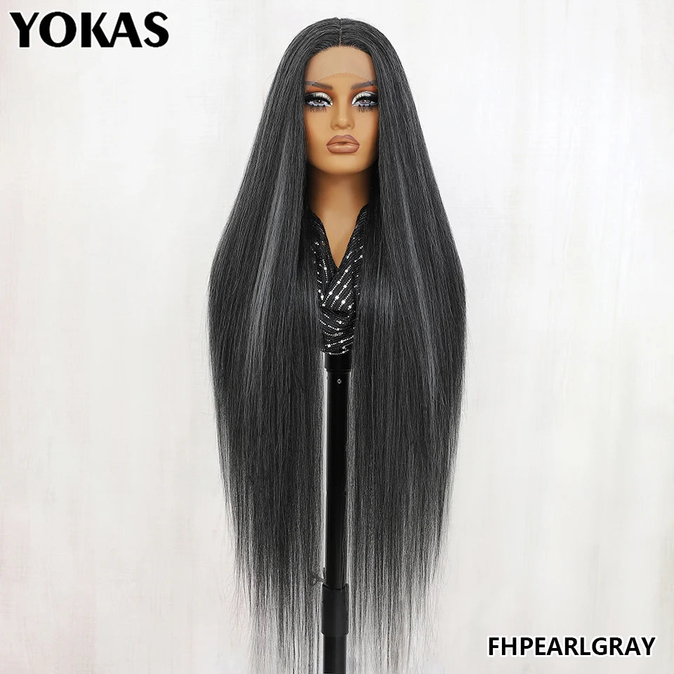 40 Inch Synthetic Lace Front Wigs For African Women T Part Lace High Temperature Fiber Straight Lace Wigs For Afro Female