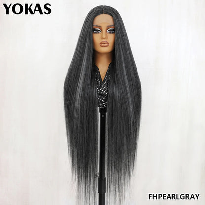 40 Inch Synthetic Lace Front Wigs For African Women T Part Lace High Temperature Fiber Straight Lace Wigs For Afro Female