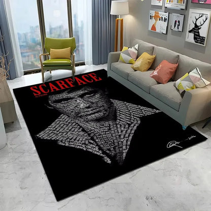 Scarface 3D Classic Movie Tony Carpet Rug for Home Living Room Bedroom Sofa Doormat Decor,kids Play Area Rug Non-slip Floor Mat