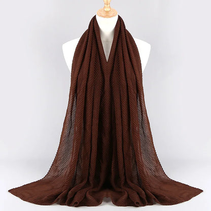 Women Plain Cotton Scarf Head Hijab Wrap Solid Full Cover-up Shawls Foulard Femme Headband Crinkle Muslim Hijabs Store 2024 NEW