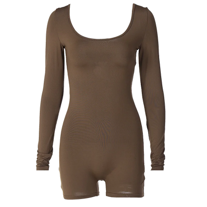 Hugcitar Long Sleeves Backless Solid Lace Up Sexy Slim Skinny Playsuit 2024 Fall Women Fashion Y2K Streetwear Party Club Rompe