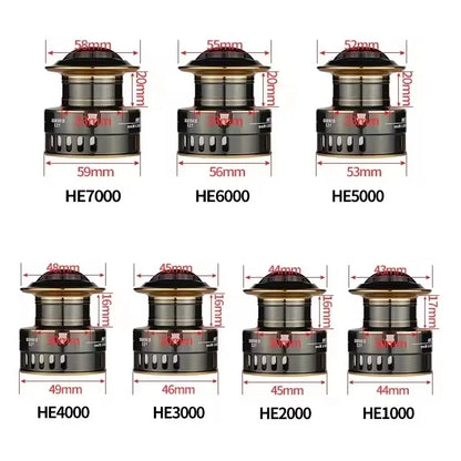 OKUMA HE1000-7000 Fishing Reel Metal Ball Grip Spinning Reel 5.2:1 Metal Reel Cup 12KG Max Drag