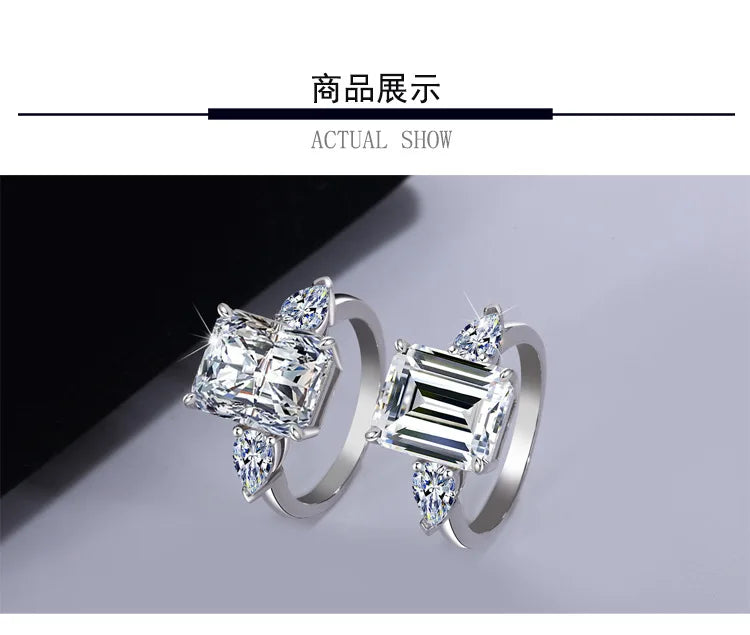 Wholesale Fancy Shape Diamond Ring - Women's PT950 Platinum, 5 Carat Radiant Cut Moissanite, Luxury Sparkly