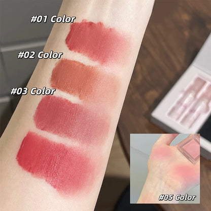 ART VALUE Makeup Sets Include 4Pcs Velvet Matte Lip Mud,1 Pc Blush Palette And 1 Necklace Gift Cosmetics Kits Lasting Lipgloss